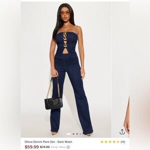 Fashion Nova Blue Wide Leg Jumpsuit with Cutout Details